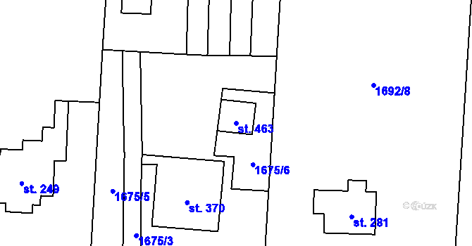 Parcela st. 463 v KÚ Hvězdonice, Katastrální mapa