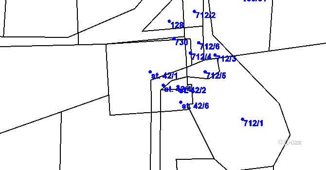 Parcela st. 42/4 v KÚ Hvězdoňovice, Katastrální mapa