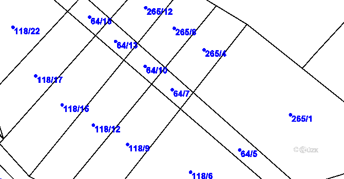 Parcela st. 64/7 v KÚ Hvězdoňovice, Katastrální mapa