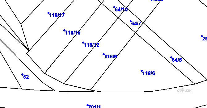 Parcela st. 118/9 v KÚ Hvězdoňovice, Katastrální mapa