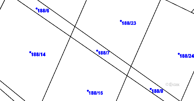 Parcela st. 188/7 v KÚ Hvězdoňovice, Katastrální mapa