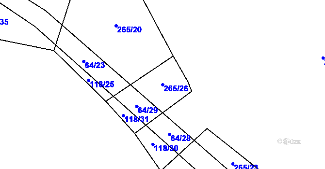 Parcela st. 265/26 v KÚ Hvězdoňovice, Katastrální mapa