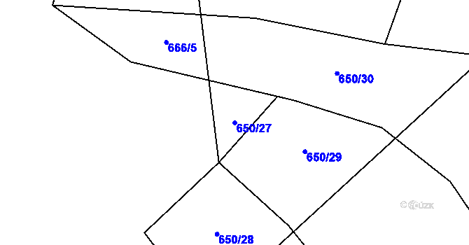 Parcela st. 650/27 v KÚ Hvězdoňovice, Katastrální mapa