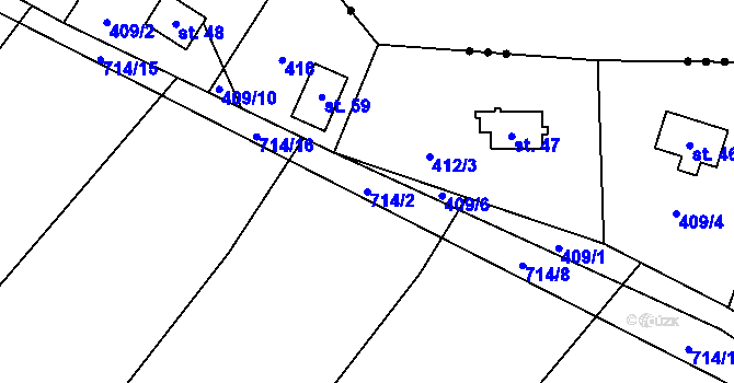 Parcela st. 714/2 v KÚ Hvězdoňovice, Katastrální mapa