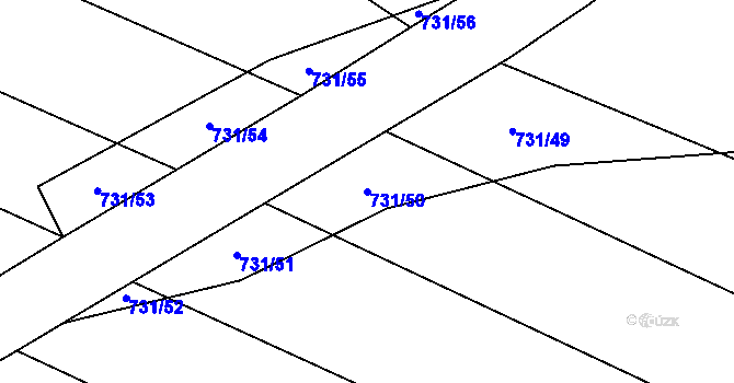 Parcela st. 731/50 v KÚ Hvězdoňovice, Katastrální mapa