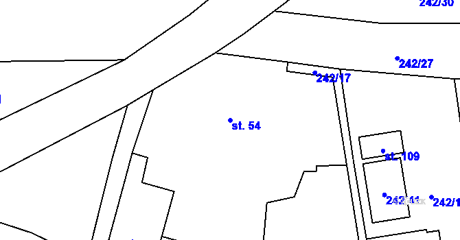 Parcela st. 54 v KÚ Hvozd, Katastrální mapa