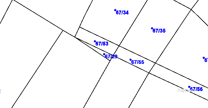Parcela st. 67/29 v KÚ Hvozd, Katastrální mapa