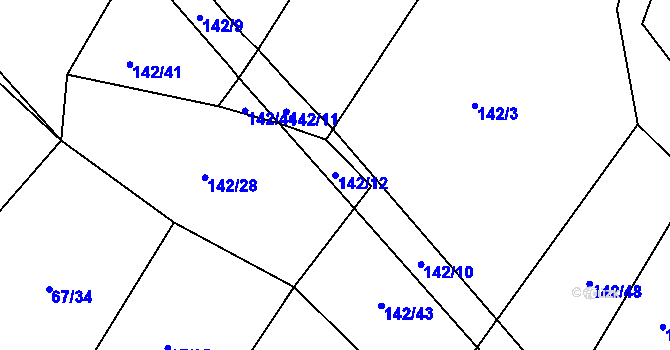 Parcela st. 142/12 v KÚ Hvozd, Katastrální mapa