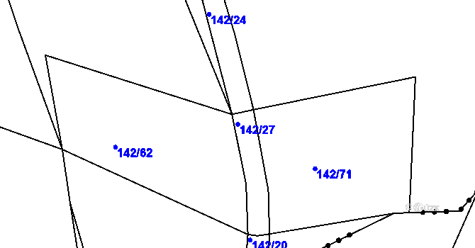 Parcela st. 142/27 v KÚ Hvozd, Katastrální mapa