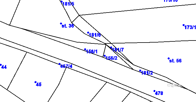 Parcela st. 156 v KÚ Hvozd, Katastrální mapa