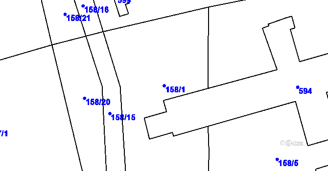 Parcela st. 158/1 v KÚ Hvozd, Katastrální mapa