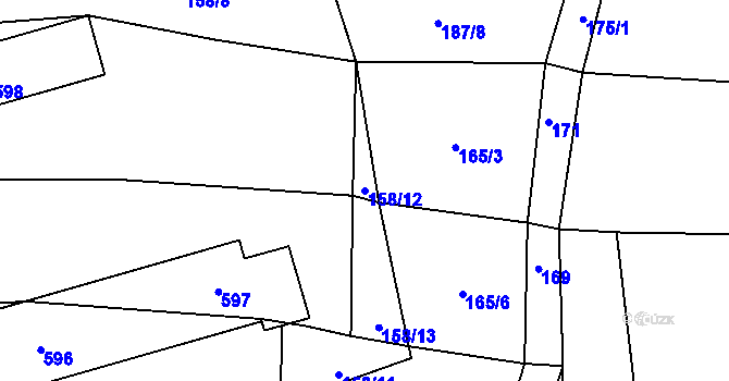 Parcela st. 158/12 v KÚ Hvozd, Katastrální mapa