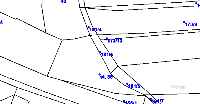 Parcela st. 181/5 v KÚ Hvozd, Katastrální mapa
