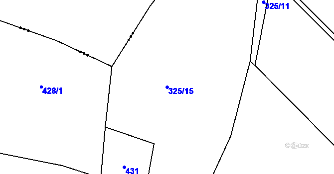 Parcela st. 325/15 v KÚ Hvozd, Katastrální mapa
