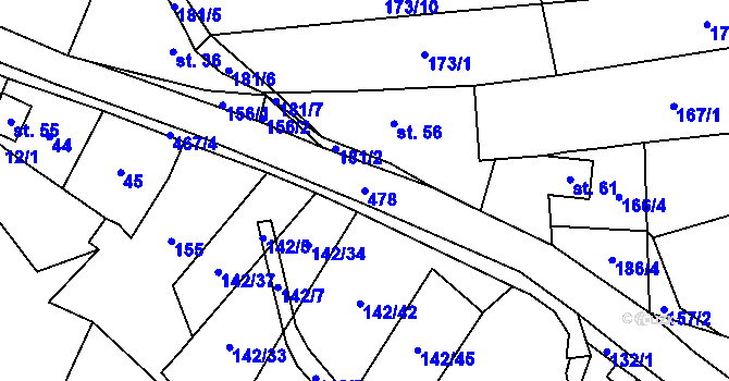 Parcela st. 478 v KÚ Hvozd, Katastrální mapa