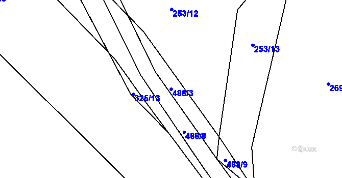 Parcela st. 488/3 v KÚ Hvozd, Katastrální mapa