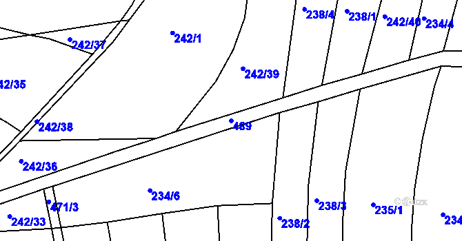 Parcela st. 489 v KÚ Hvozd, Katastrální mapa