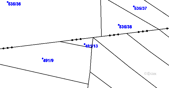 Parcela st. 491/13 v KÚ Hvozd, Katastrální mapa