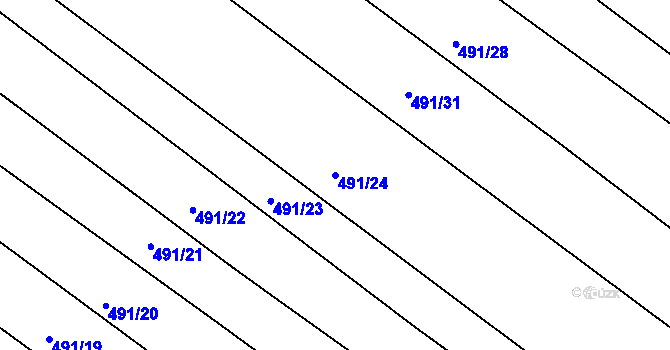 Parcela st. 491/24 v KÚ Hvozd, Katastrální mapa