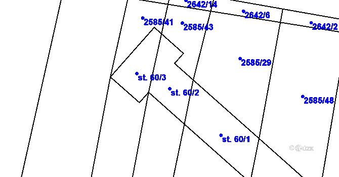 Parcela st. 60/2 v KÚ Dražeň, Katastrální mapa