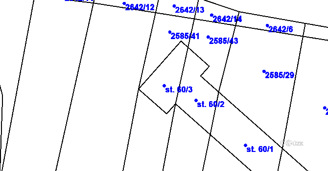 Parcela st. 60/3 v KÚ Dražeň, Katastrální mapa