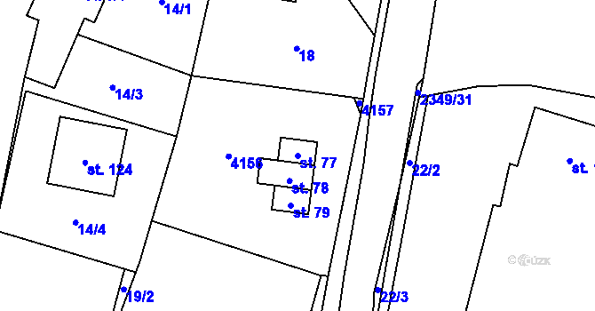 Parcela st. 77 v KÚ Dražeň, Katastrální mapa