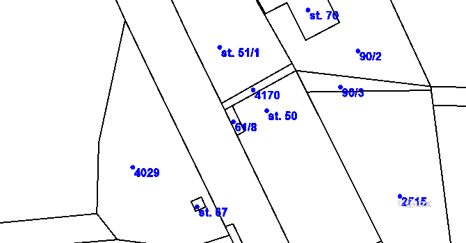 Parcela st. 61/8 v KÚ Dražeň, Katastrální mapa