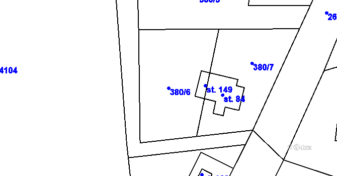 Parcela st. 380/6 v KÚ Dražeň, Katastrální mapa