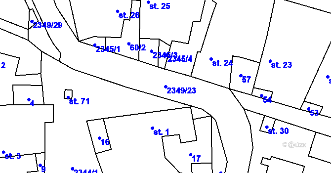 Parcela st. 2349/23 v KÚ Dražeň, Katastrální mapa