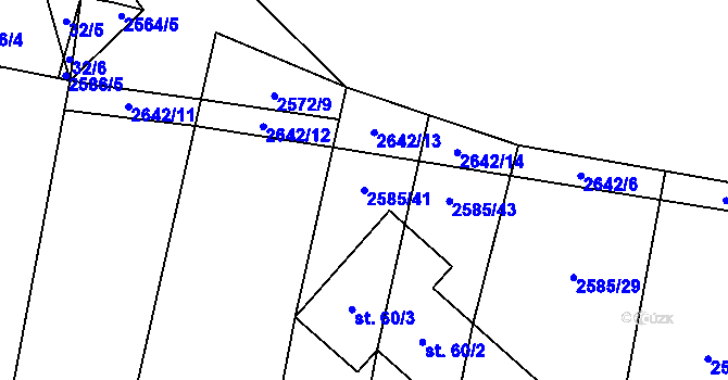 Parcela st. 2585/41 v KÚ Dražeň, Katastrální mapa