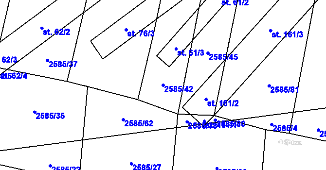 Parcela st. 2585/42 v KÚ Dražeň, Katastrální mapa