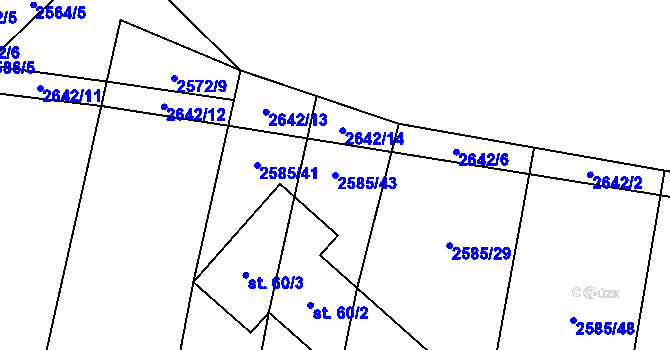 Parcela st. 2585/43 v KÚ Dražeň, Katastrální mapa