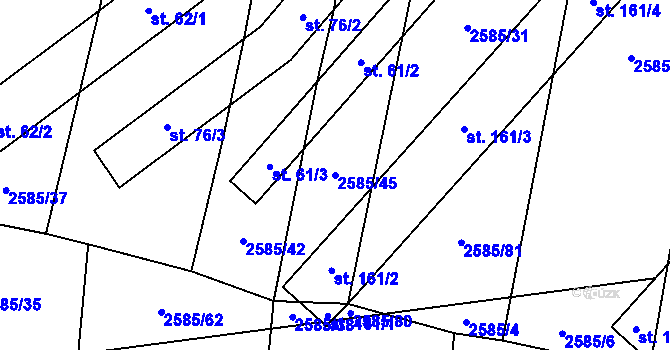 Parcela st. 2585/45 v KÚ Dražeň, Katastrální mapa