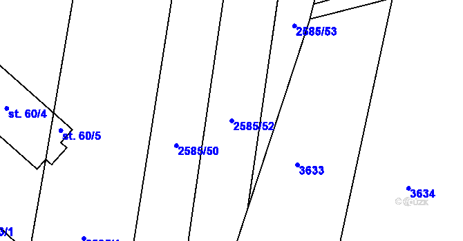 Parcela st. 2585/52 v KÚ Dražeň, Katastrální mapa