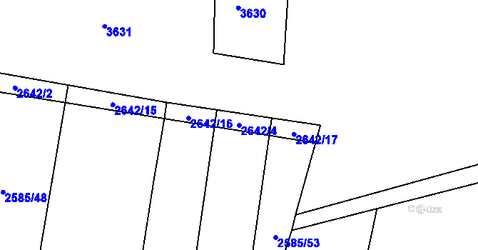 Parcela st. 2642/4 v KÚ Dražeň, Katastrální mapa