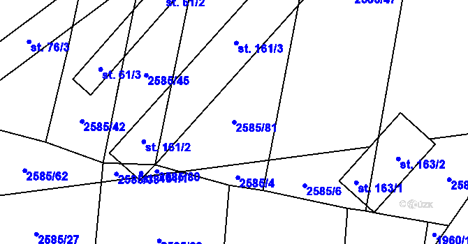 Parcela st. 2585/81 v KÚ Dražeň, Katastrální mapa
