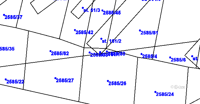 Parcela st. 161/1 v KÚ Dražeň, Katastrální mapa