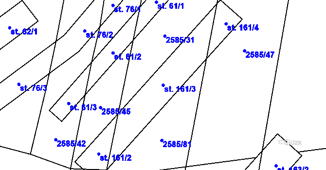 Parcela st. 161/3 v KÚ Dražeň, Katastrální mapa
