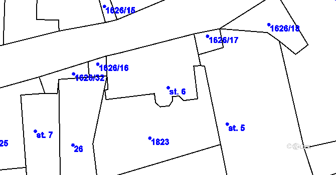 Parcela st. 6 v KÚ Hodoviz, Katastrální mapa