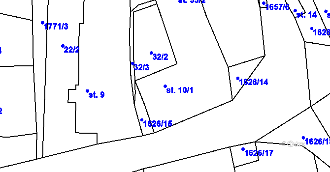 Parcela st. 10/1 v KÚ Hodoviz, Katastrální mapa