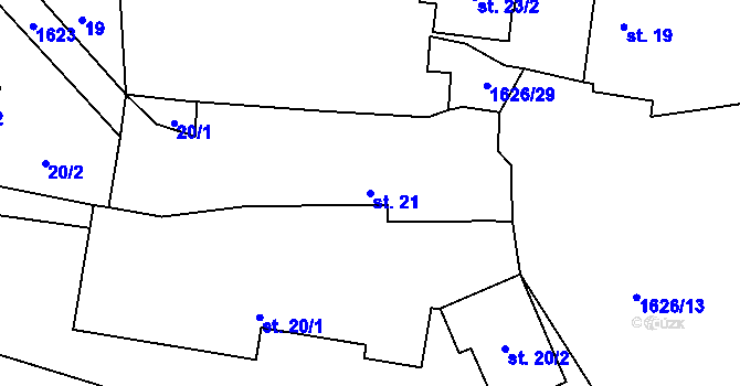 Parcela st. 21 v KÚ Hodoviz, Katastrální mapa