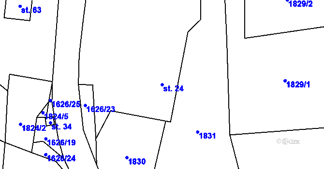 Parcela st. 24 v KÚ Hodoviz, Katastrální mapa