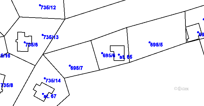 Parcela st. 695/6 v KÚ Hodoviz, Katastrální mapa