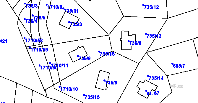 Parcela st. 735/16 v KÚ Hodoviz, Katastrální mapa