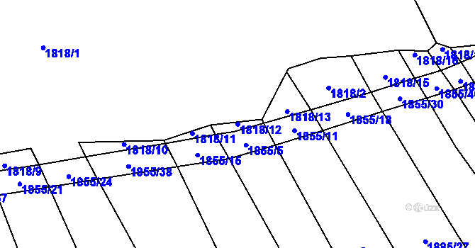 Parcela st. 1818/12 v KÚ Hodoviz, Katastrální mapa