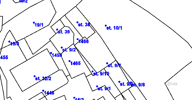 Parcela st. 9/7 v KÚ Hvozd u Manětína, Katastrální mapa