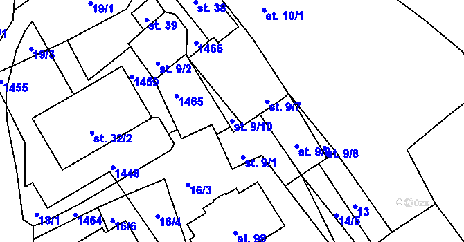 Parcela st. 9/10 v KÚ Hvozd u Manětína, Katastrální mapa