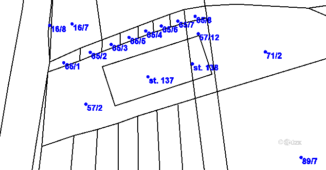 Parcela st. 68/2 v KÚ Hvozd u Manětína, Katastrální mapa