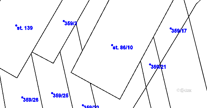 Parcela st. 86/10 v KÚ Hvozd u Manětína, Katastrální mapa