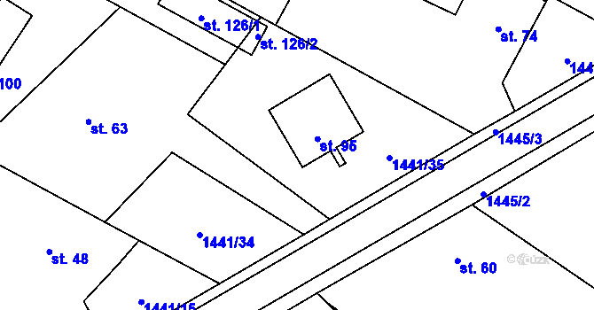 Parcela st. 95 v KÚ Hvozd u Manětína, Katastrální mapa